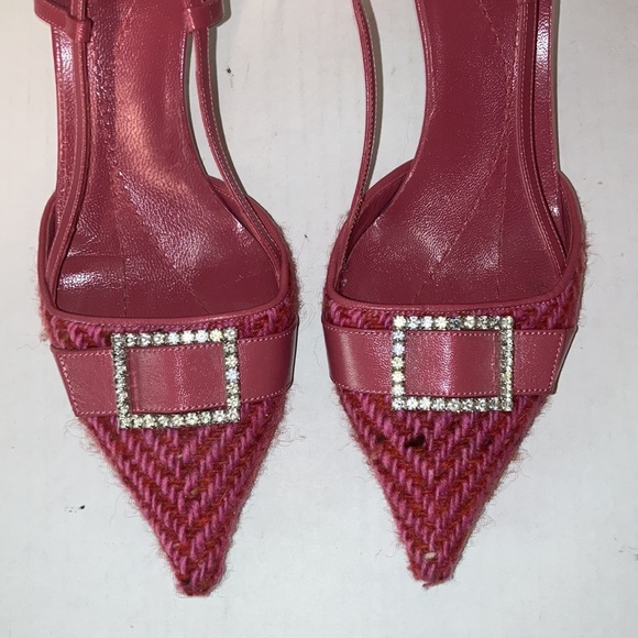 KATE SPADE Pink Tweed Kitten Slingback Size 6 1/2 - Picture 15 of 16